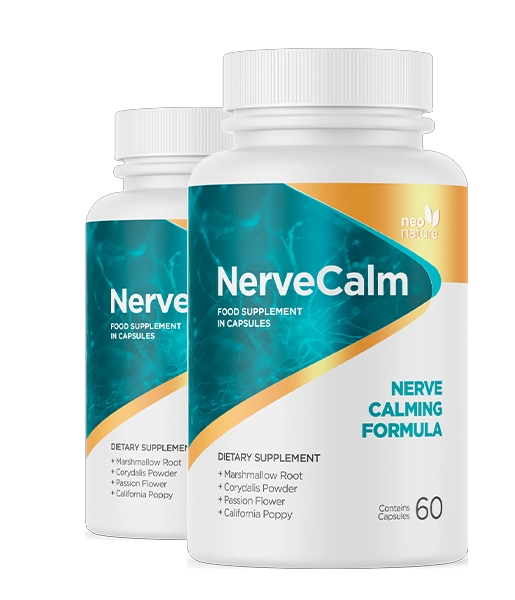 NerveCalm bottle — natural nerve calming formula with 60 capsules